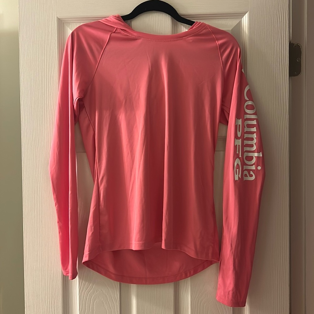 Columbia Pink Hooded Long Sleeve Shirt Omni-Shade Sun Protection